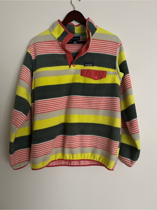 Patagonia Sweaters - Patagonia Synchilla Fleece Jacket - Pink, Yellow, Gray